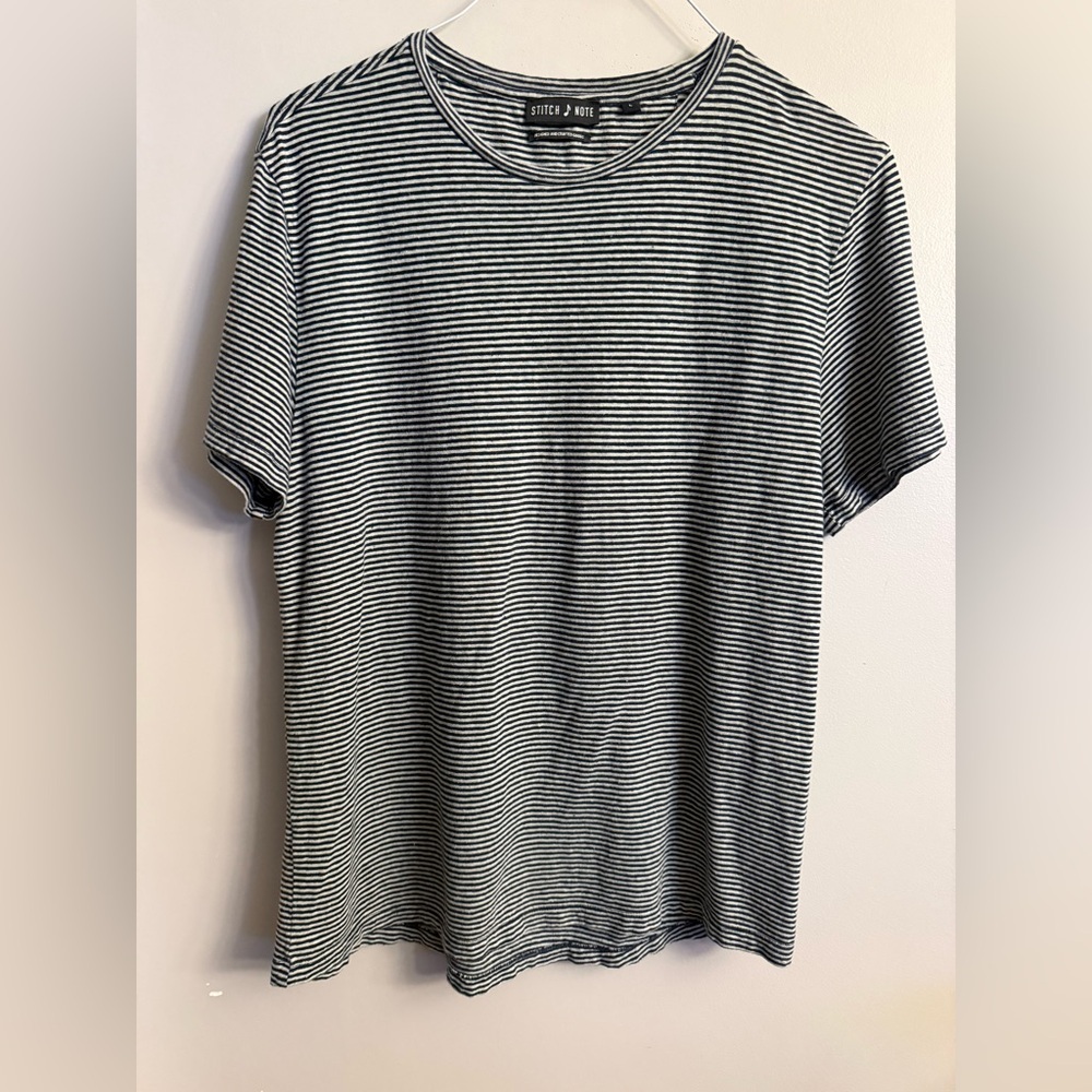 Stitch Note Black and White Striped Tee.